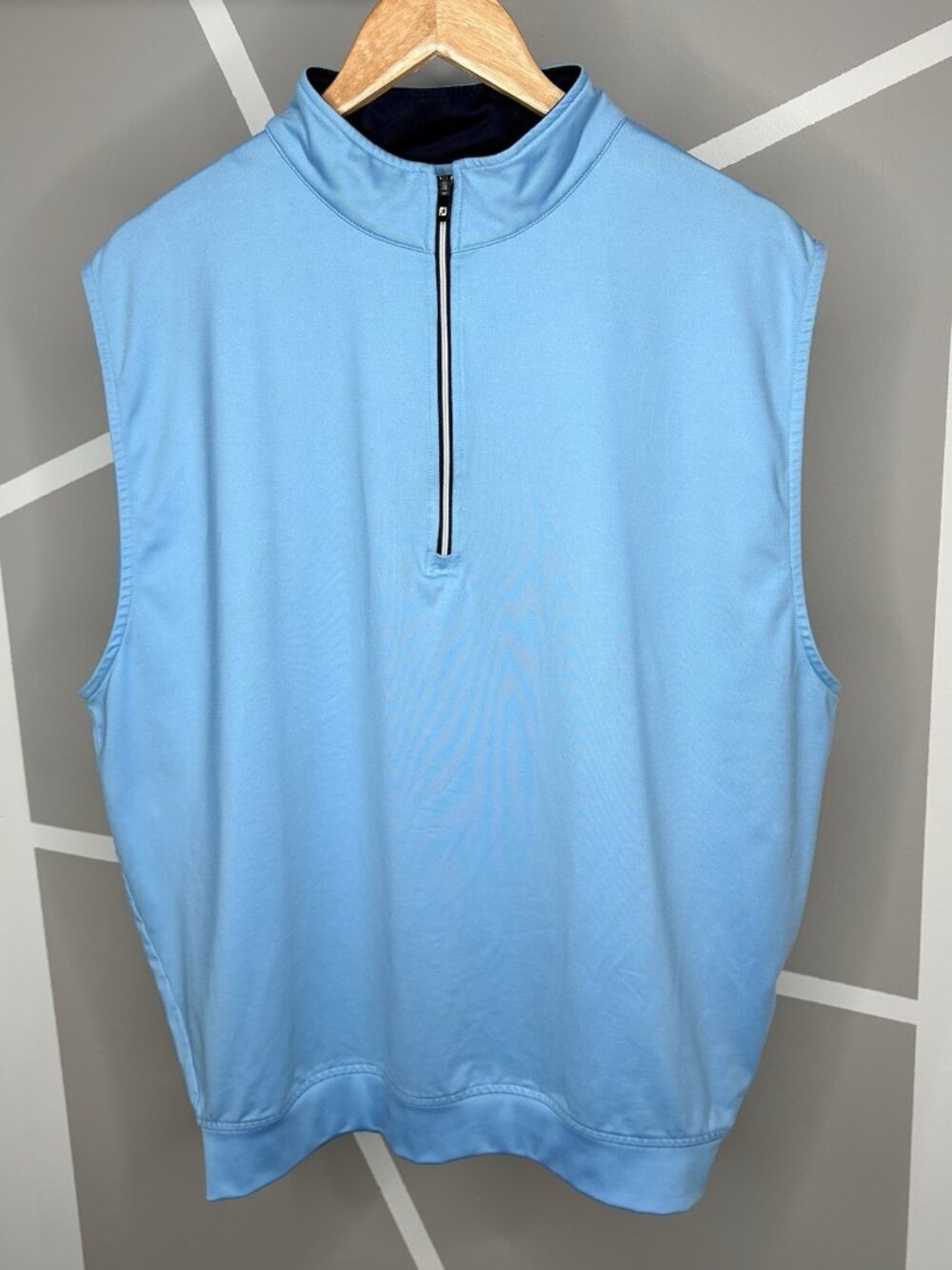 Footjoy Half Zip Jersey Golf Vest Men’s L Caribbean Blue Layer Stretch